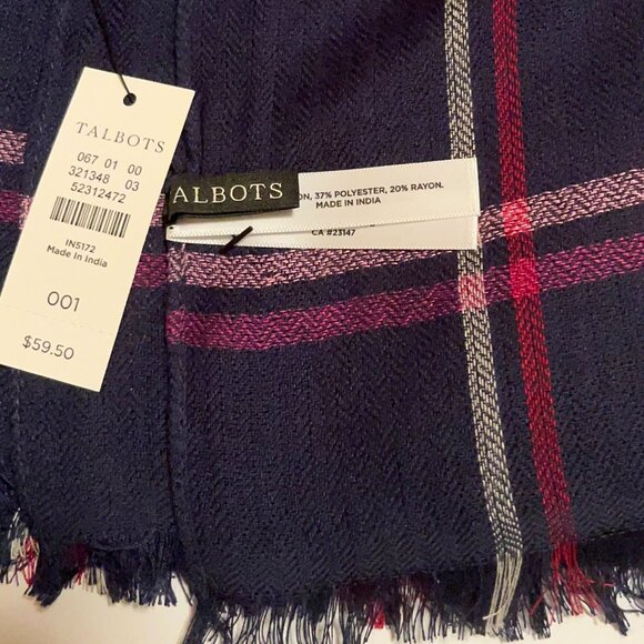 Talbots NWT Herringbone Scarf/Wrap India Ink - Picture 5 of 5